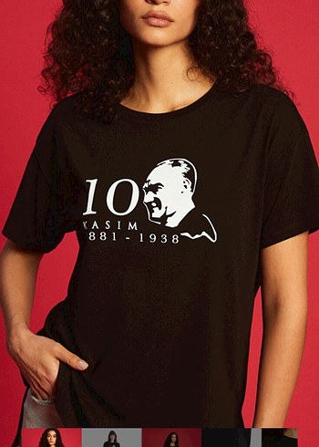 Siyah Baskılı Kadın Kısa Kollu Tişört - Görsel 2