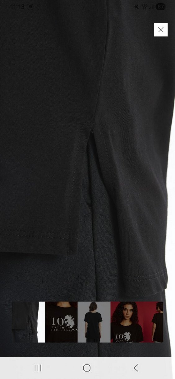 Siyah Baskılı Kadın Kısa Kollu Tişört - Görsel 5