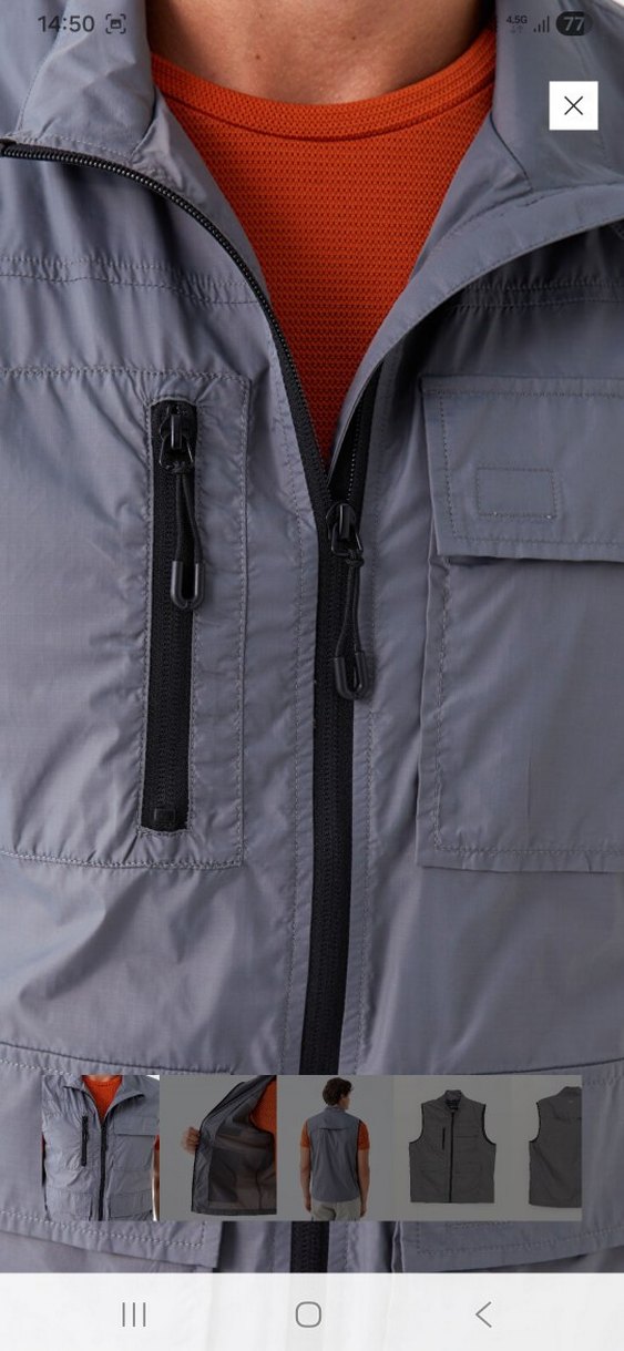 Gri Erkek Fermuarlı Kolsuz yelek - Görsel 4