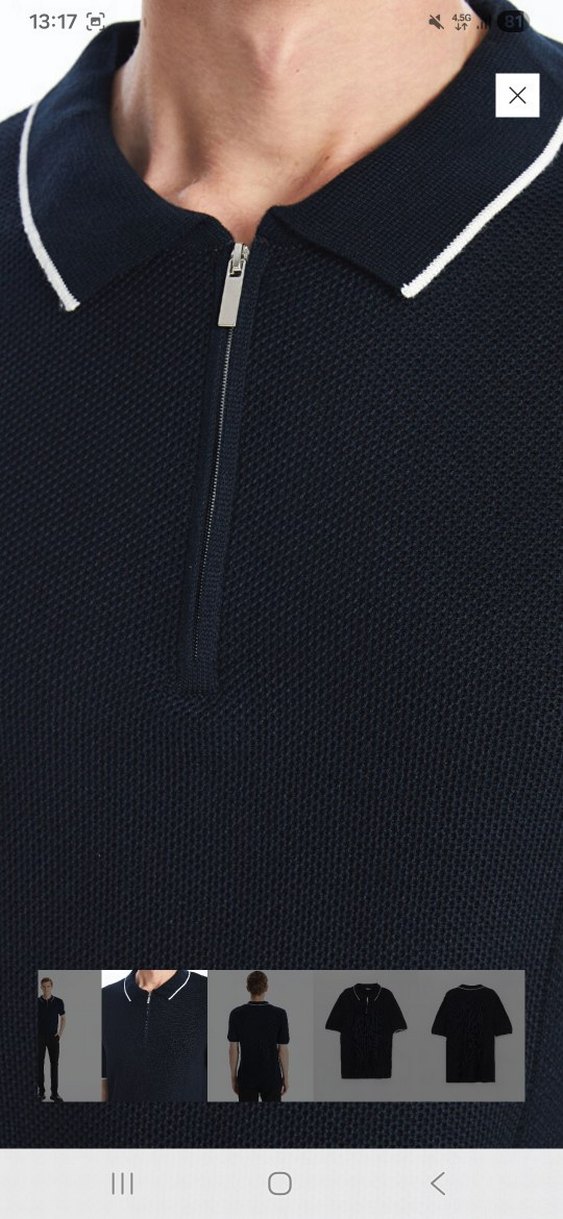 Lacivert Fermuarlı Erkek Tişört - Görsel 3