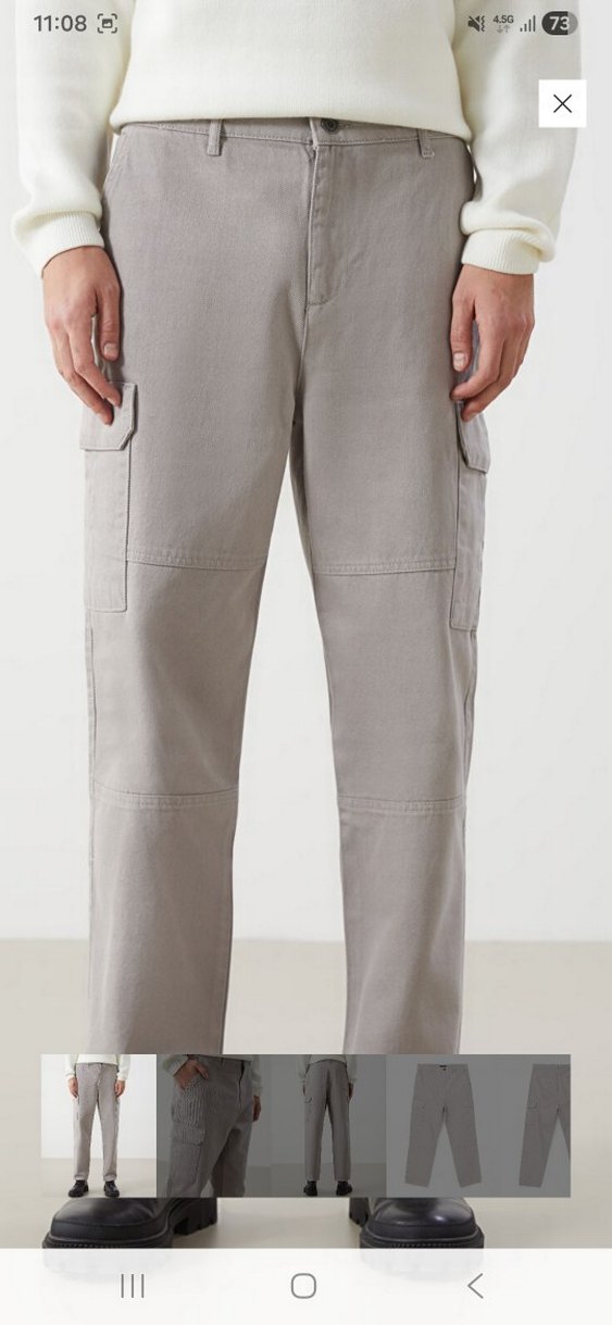 Gri Erkek Rahat Kesim Street Wear Pantolon - Görsel 2