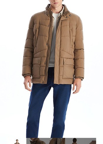 Bej Erkek Midi Mont Fermuarlı - Görsel 2