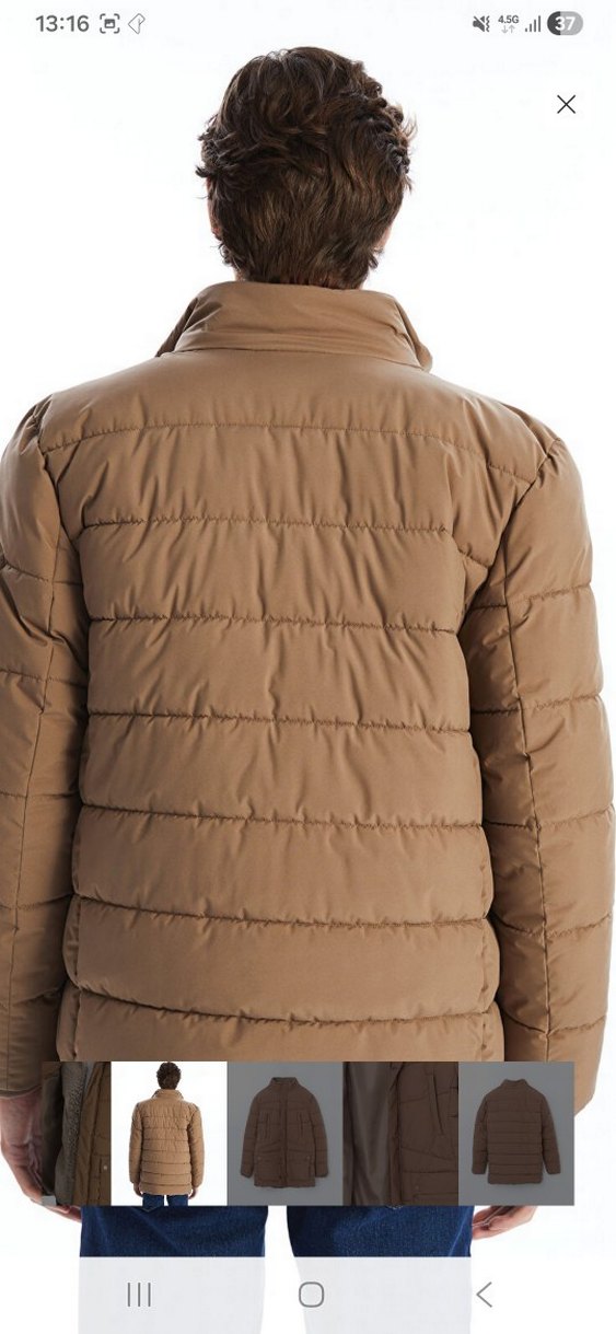 Bej Erkek Midi Mont Fermuarlı - Görsel 5