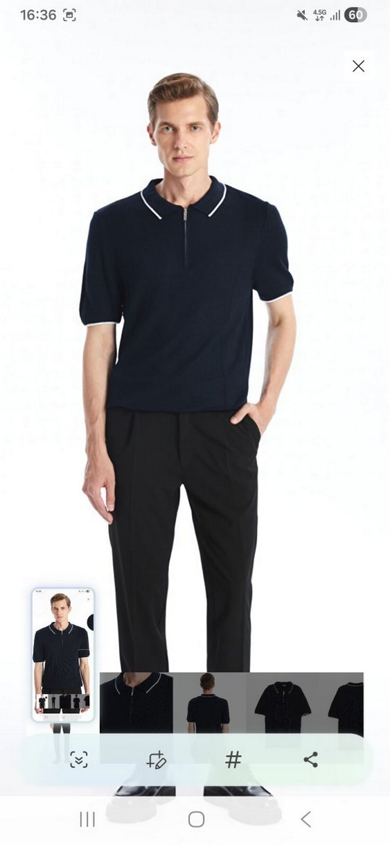 Lacivert Fermuarlı Erkek Polo Tişört - Görsel 2