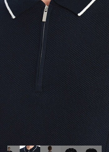 Lacivert Fermuarlı Kısa Kollu Erkek Tişört - Görsel 3