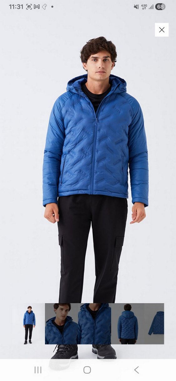 Erkek Mavi Fermuarlı Spor Mont - Görsel 2