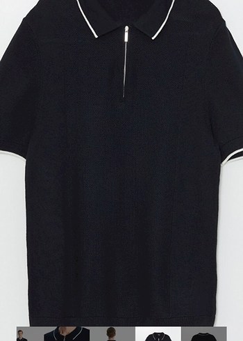 Erkek Lacivert Fermuarlı Polo Tişört - Görsel 5