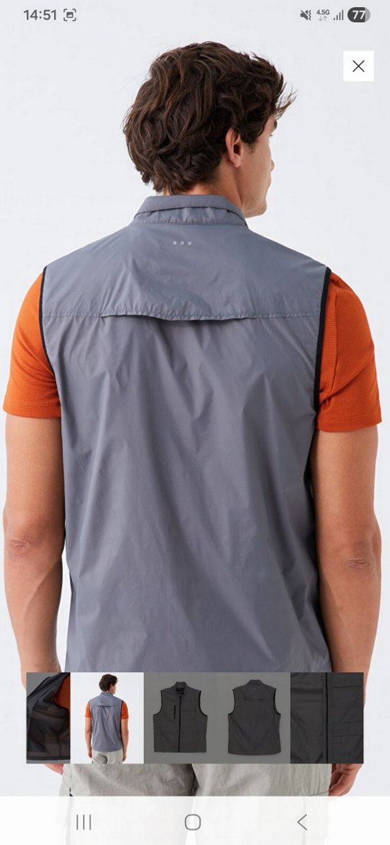 Gri Fermuarlı Erkek Kolsuz Yelek - Görsel 5