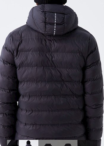 Siyah Kapüşonlu Erkek Şişme Mont - Görsel 6