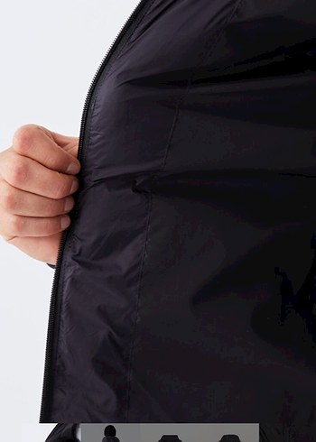 Siyah Kapüşonlu Erkek Şişme Mont - Görsel 5