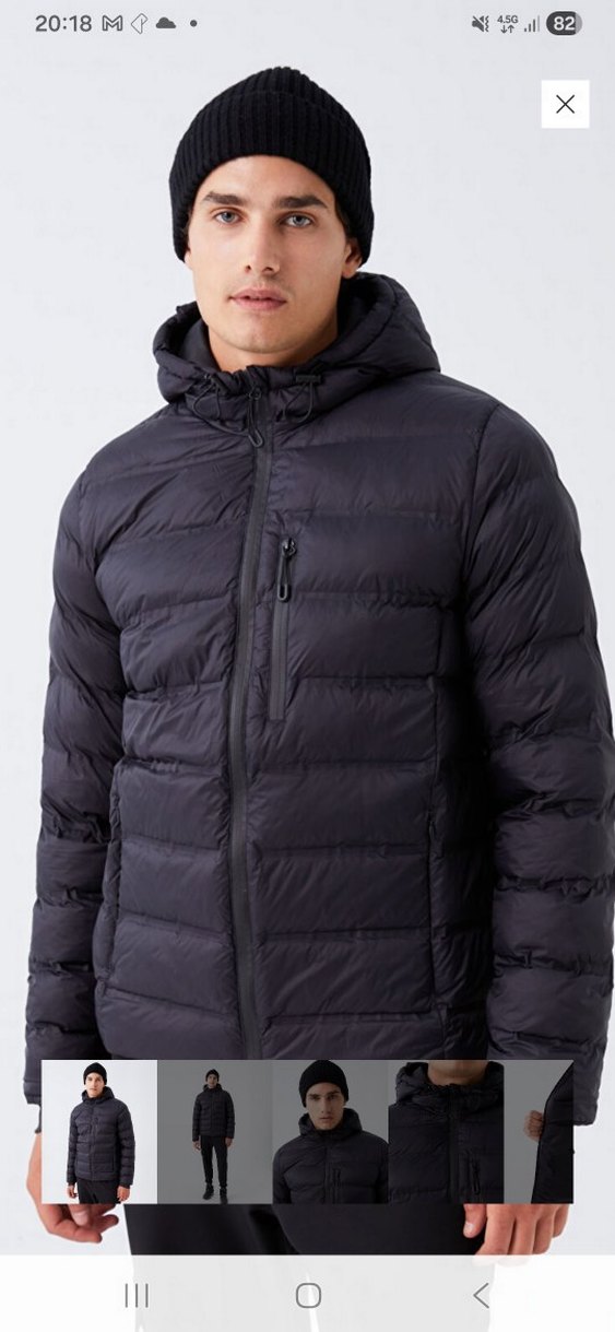 Siyah Kapüşonlu Erkek Şişme Mont - Görsel 3