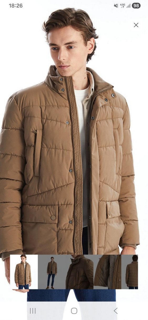 Bej Erkek Midi Mont Fermuarlı - Görsel 2