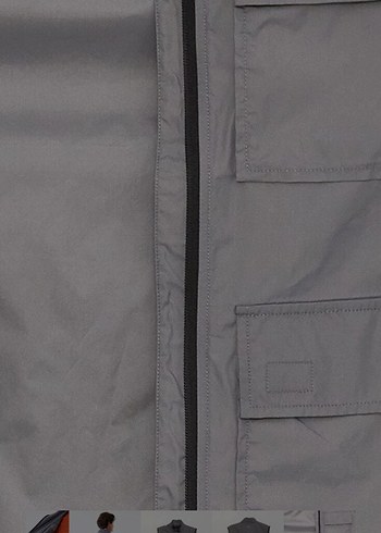 Erkek Gri Fermuarlı Kolsuz Streetwear Yelek - Görsel 9