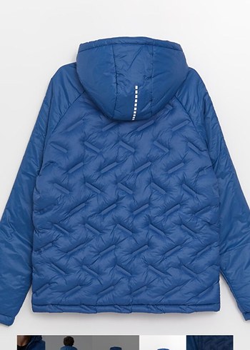 Erkek Mavi Kapüşonlu İnce Şişme Mont - Görsel 7