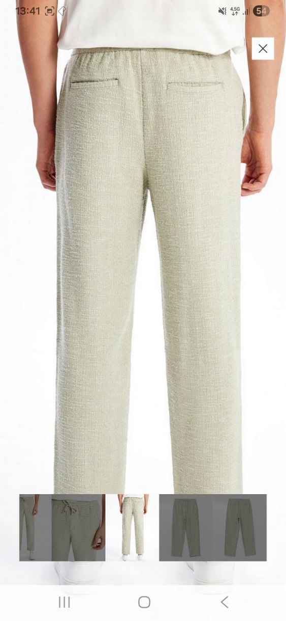 Gri Keten Erkek Pantolon Regular Fit - Görsel 4