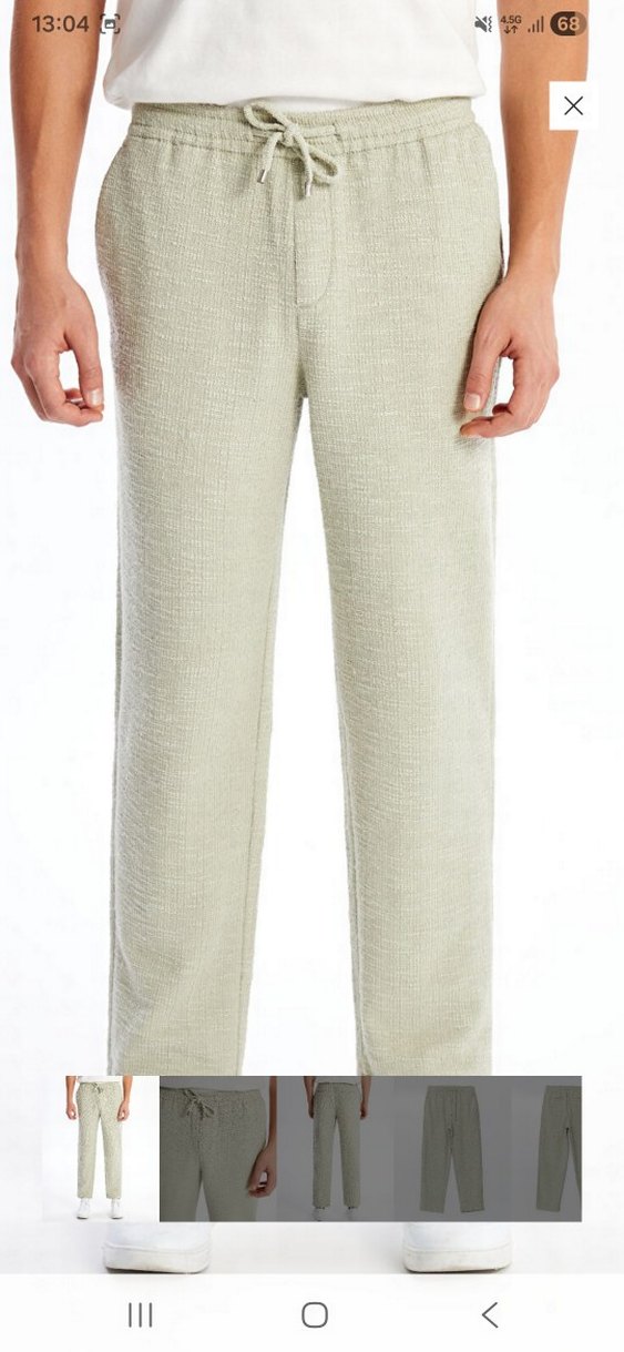 Erkek Gri Regular Fit Keten Pantolon - Görsel 2