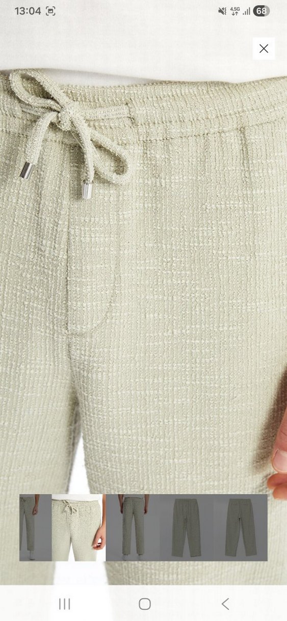 Erkek Gri Regular Fit Keten Pantolon - Görsel 3