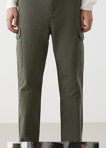 Erkek Gri Kamuflaj Kemerli Rahat Kesim Pantolon - Görsel 4