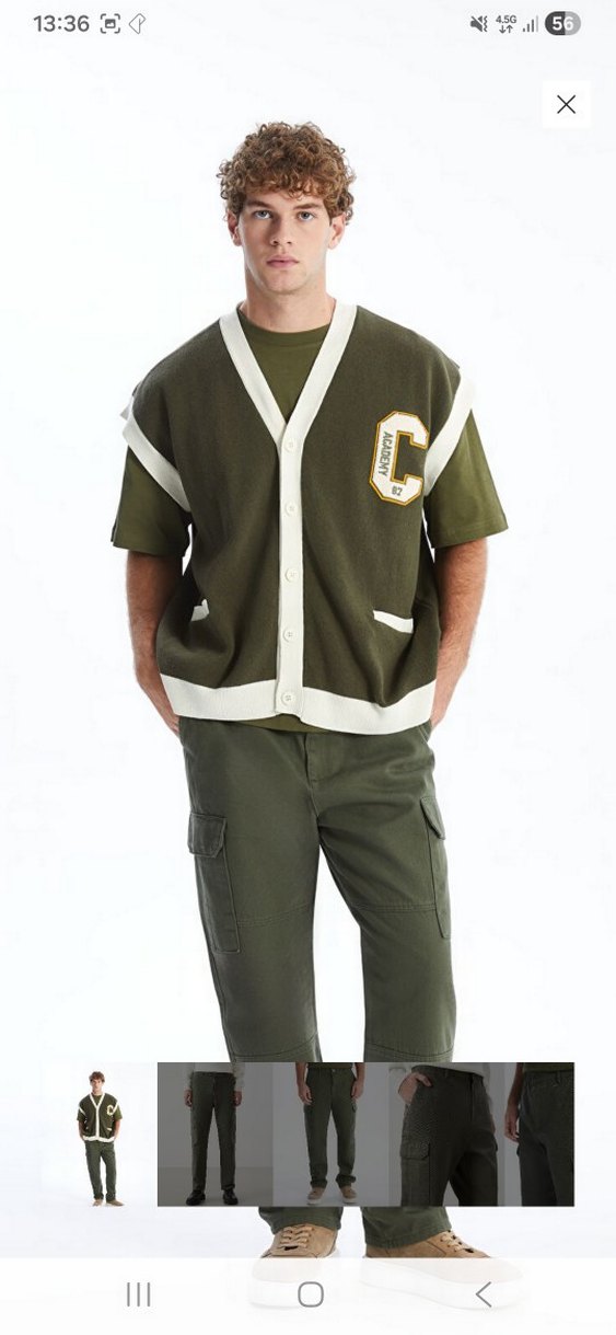 Erkek Gri Kamuflaj Kemerli Rahat Kesim Pantolon - Görsel 2