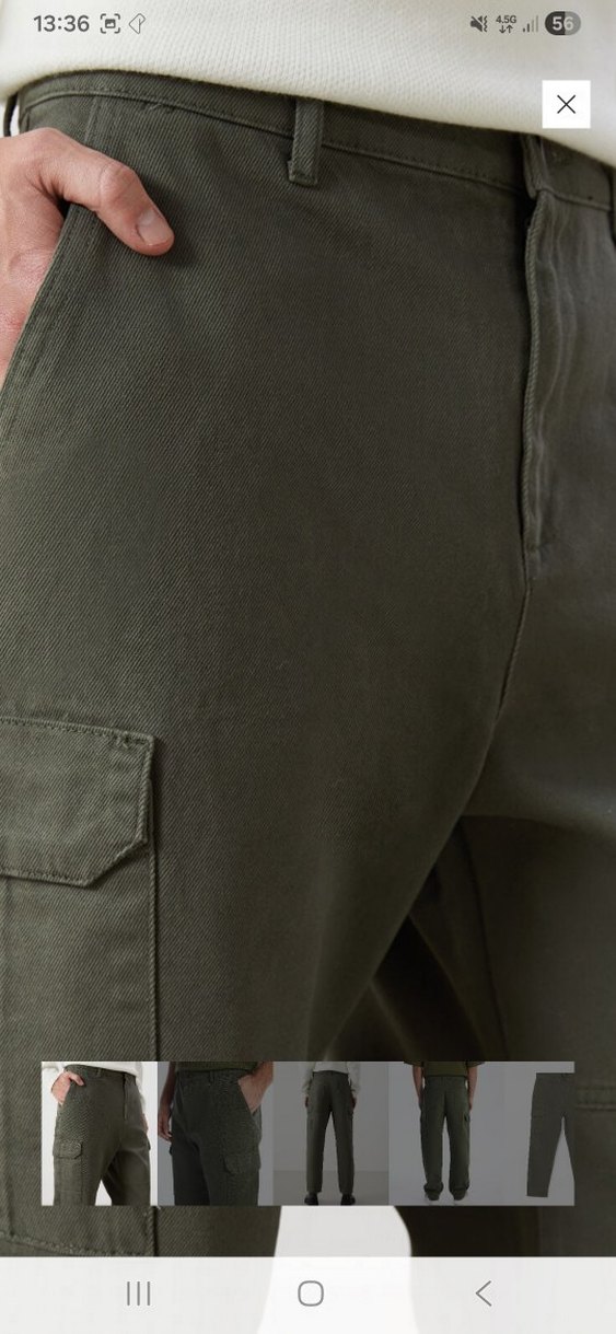 Erkek Gri Kamuflaj Kemerli Rahat Kesim Pantolon - Görsel 5