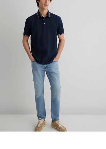 xxl Beden Erkek Lacivert Denim Polo Tişört