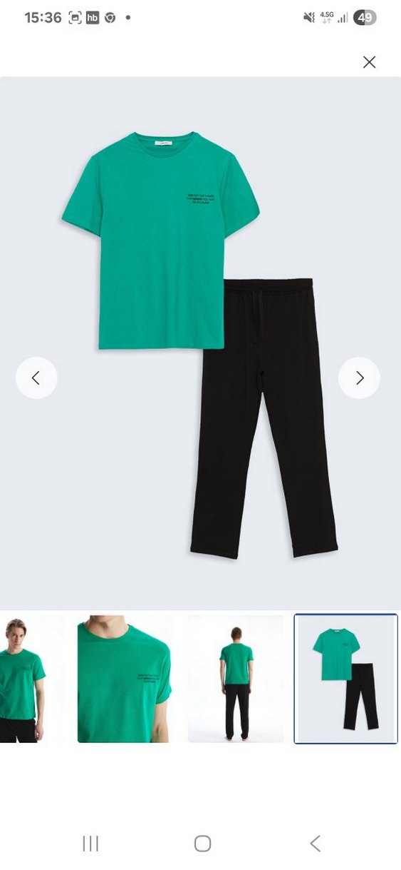 Yeşil Kısa Kollu Erkek Pijama Takımı - Görsel 5