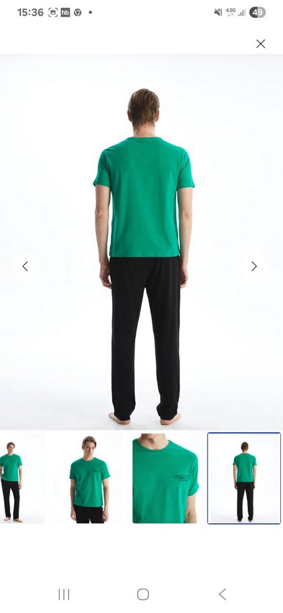 Yeşil Kısa Kollu Erkek Pijama Takımı - Görsel 4