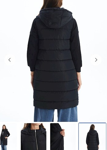 Kadın Siyah Fermuarlı Uzun Şişme Yelek - Görsel 5