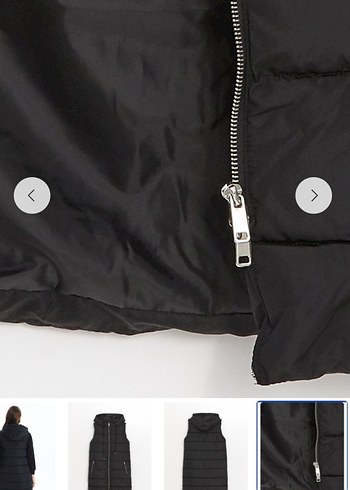 Kadın Siyah Fermuarlı Uzun Şişme Yelek - Görsel 8