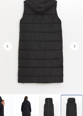 Kadın Siyah Fermuarlı Uzun Şişme Yelek - Görsel 7