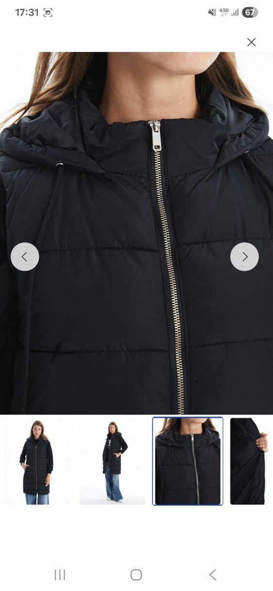 Kadın Siyah Fermuarlı Uzun Şişme Yelek - Görsel 3