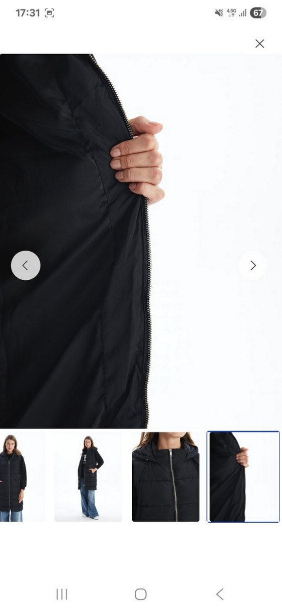 Kadın Siyah Fermuarlı Uzun Şişme Yelek - Görsel 4