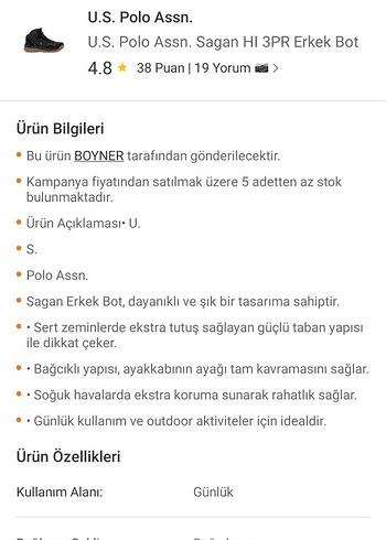 U.S. Polo Assn. Siyah Erkek Bağcıklı Bot - Görsel 7