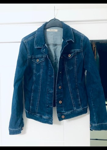 Kadın Koyu Mavi Düğmeli Denim Ceket