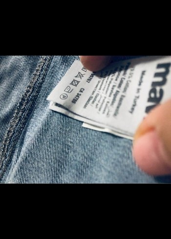 l Beden Kadın Koyu Mavi Düğmeli Denim Ceket