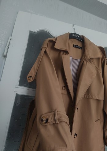 xl Beden camel Renk Düğmeli Camel Midi Kadın Trençkot