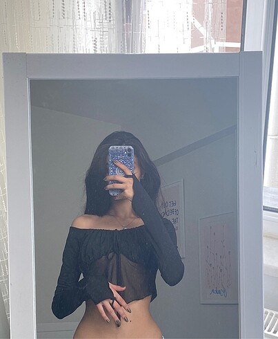 Addax siyah fairycore tül bluz