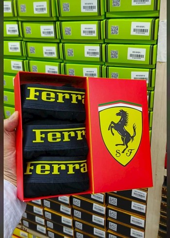 Renkli Baskılı Erkek Boxer - Ferrari