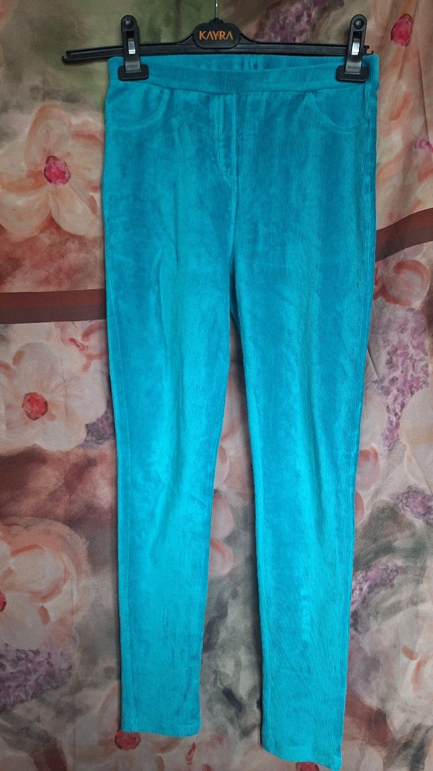 Kız Çocuk Turkuaz İnce Tayt - Görsel 4