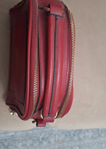 Kırmızı Deri Kadın Çanta Fermuarlı - Görsel 3