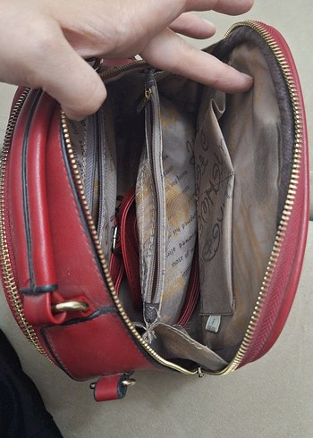 Kırmızı Deri Kadın Çanta Fermuarlı - Görsel 5