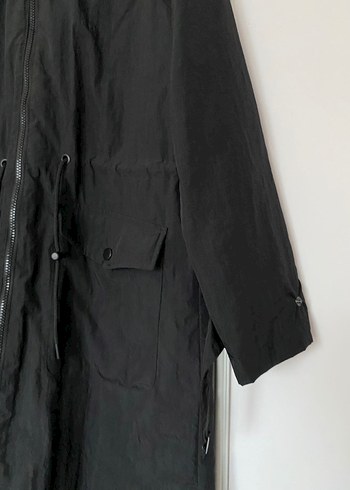 Siyah Uzun Kadın Yağmurluk - Görsel 3