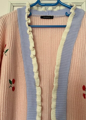 Nakışlı Pembe Midi Hırka - Görsel 3