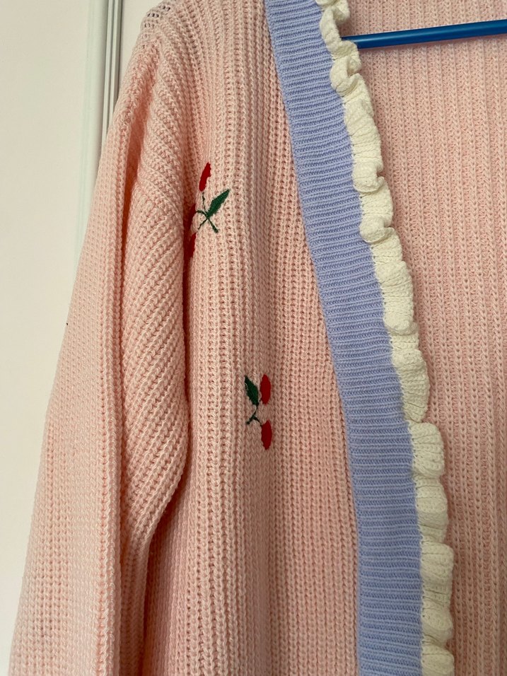 Nakışlı Pembe Midi Hırka - Görsel 2