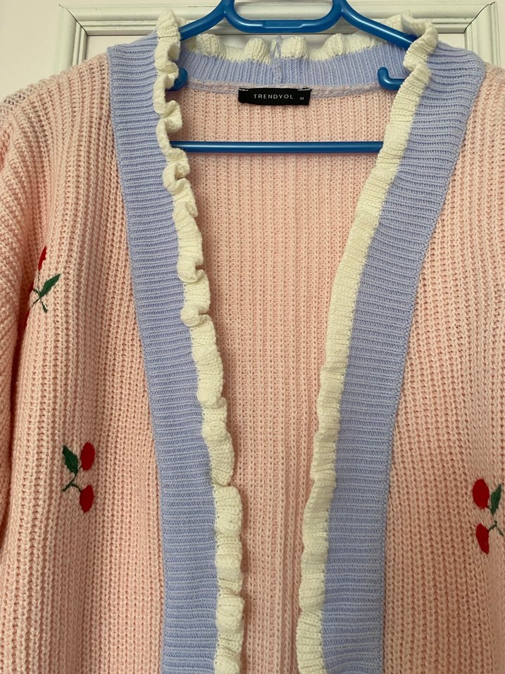 Nakışlı Pembe Midi Hırka - Görsel 3