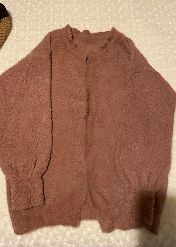 Kahverengi Kadın Peluş hırka - Görsel 2