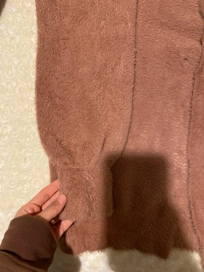 Kahverengi Kadın Peluş hırka - Görsel 3