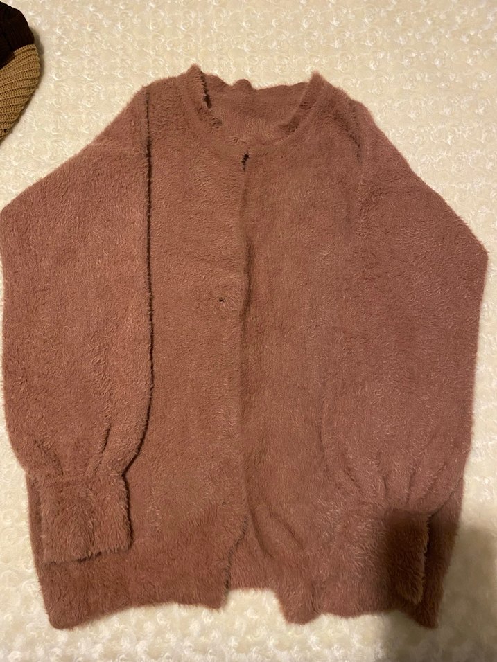 Kahverengi Kadın Peluş hırka - Görsel 2