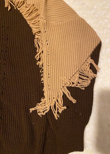 Bohem Tarz Uzun Kollu Kahverengi Örgü Kazak ve pantolon takım - Görsel 2