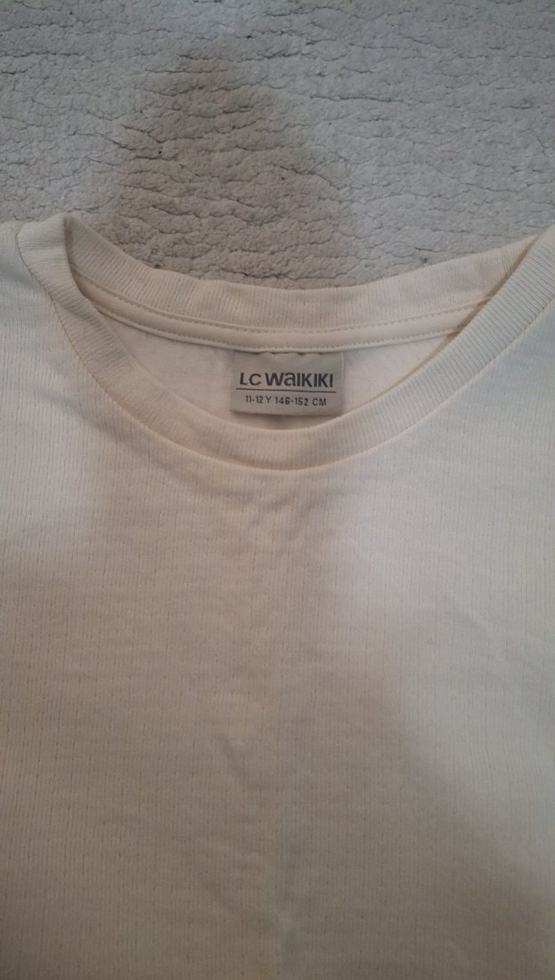 Kız Çocuk ekru renk Basic Uzun Kollu Tişört - Görsel 3